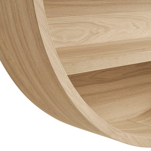 Modway Furniture Romy Circular Wall Mounted Bookshelf with Three Wood Grain Tiers for Stylish Display Natural EEI-7672-NAT