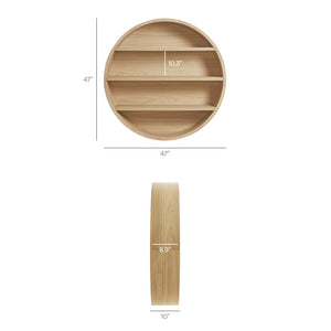 Modway Furniture Romy Circular Wall Mounted Bookshelf with Three Wood Grain Tiers for Stylish Display Natural EEI-7672-NAT