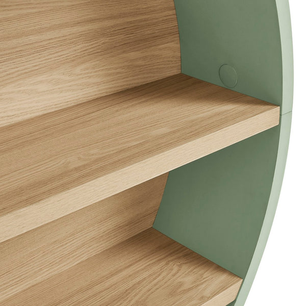 Modway Furniture Romy Circular Wall Mounted Bookshelf with Three Wood Grain Tiers for Stylish Display Sage Natural EEI-7672-SAG-NAT