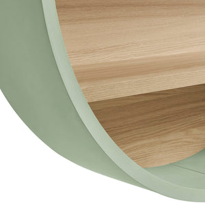Modway Furniture Romy Circular Wall Mounted Bookshelf with Three Wood Grain Tiers for Stylish Display Sage Natural EEI-7672-SAG-NAT