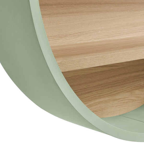 Modway Furniture Romy Circular Wall Mounted Bookshelf with Three Wood Grain Tiers for Stylish Display Sage Natural EEI-7672-SAG-NAT