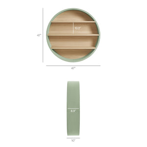 Modway Furniture Romy Circular Wall Mounted Bookshelf with Three Wood Grain Tiers for Stylish Display Sage Natural EEI-7672-SAG-NAT