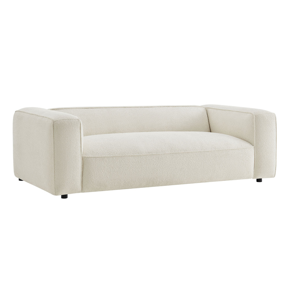 Modway Furniture Auren 88 Inch Bouclé Upholstered Sofa with Pocket Spring Seating for Living Rooms White EEI-7673-CRE