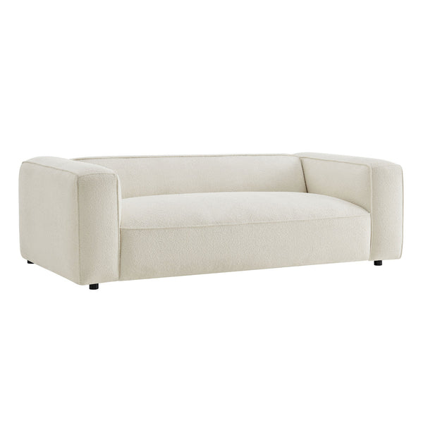 Modway Furniture Auren 88 Inch Bouclé Upholstered Sofa with Pocket Spring Seating for Living Rooms White EEI-7673-CRE