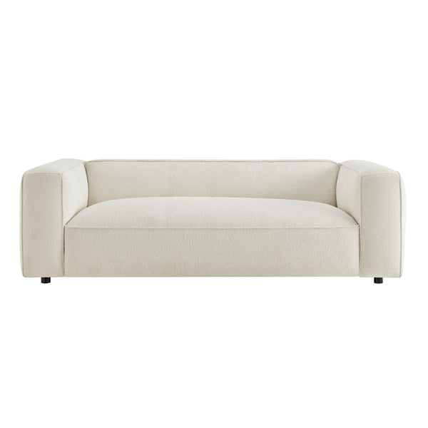Modway Furniture Auren 88 Inch Bouclé Upholstered Sofa with Pocket Spring Seating for Living Rooms White EEI-7673-CRE