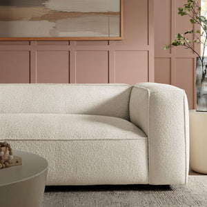 Modway Furniture Auren 88 Inch Bouclé Upholstered Sofa with Pocket Spring Seating for Living Rooms White EEI-7673-CRE