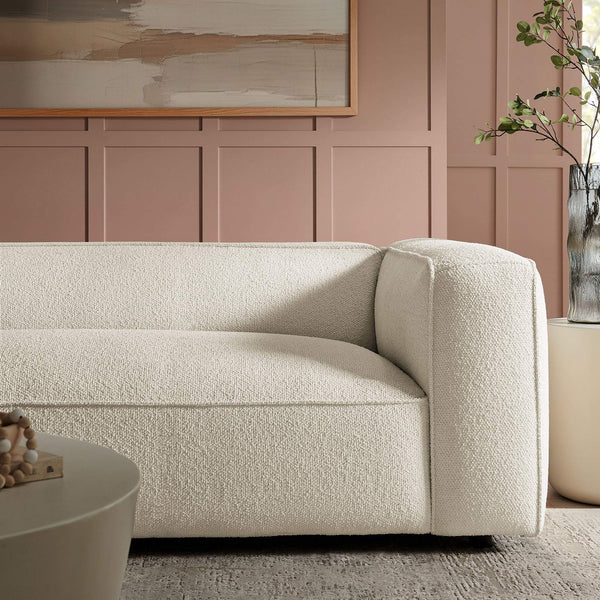 Modway Furniture Auren 88 Inch Bouclé Upholstered Sofa with Pocket Spring Seating for Living Rooms White EEI-7673-CRE