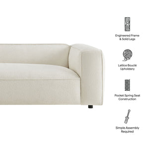 Modway Furniture Auren 88 Inch Bouclé Upholstered Sofa with Pocket Spring Seating for Living Rooms White EEI-7673-CRE