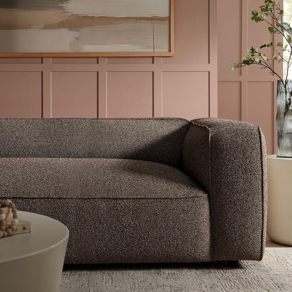 Modway Furniture Auren 88 Inch Bouclé Upholstered Sofa with Pocket Spring Seating for Living Rooms Brown EEI-7673-ETH