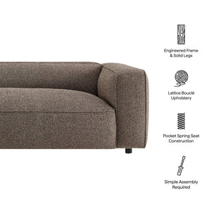 Modway Furniture Auren 88 Inch Bouclé Upholstered Sofa with Pocket Spring Seating for Living Rooms Brown EEI-7673-ETH