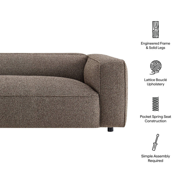 Modway Furniture Auren 88 Inch Bouclé Upholstered Sofa with Pocket Spring Seating for Living Rooms Brown EEI-7673-ETH