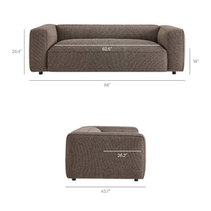 Modway Furniture Auren 88 Inch Bouclé Upholstered Sofa with Pocket Spring Seating for Living Rooms Brown EEI-7673-ETH