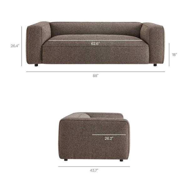 Modway Furniture Auren 88 Inch Bouclé Upholstered Sofa with Pocket Spring Seating for Living Rooms Brown EEI-7673-ETH