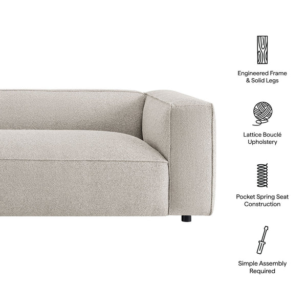 Modway Furniture Auren 88 Inch Bouclé Upholstered Sofa with Pocket Spring Seating for Living Rooms Gray EEI-7673-FOG