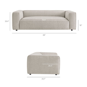 Modway Furniture Auren 88 Inch Bouclé Upholstered Sofa with Pocket Spring Seating for Living Rooms Gray EEI-7673-FOG