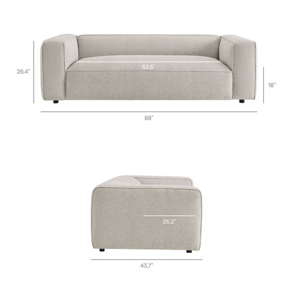 Modway Furniture Auren 88 Inch Bouclé Upholstered Sofa with Pocket Spring Seating for Living Rooms Gray EEI-7673-FOG