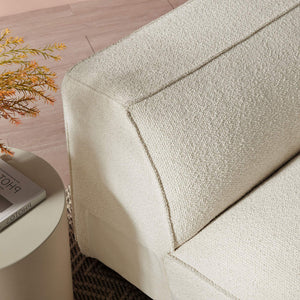 Modway Furniture Auren Modway Bouclé Modular Arm Chair Pocket Spring Comfort for Living Rooms White EEI-7674-CRE