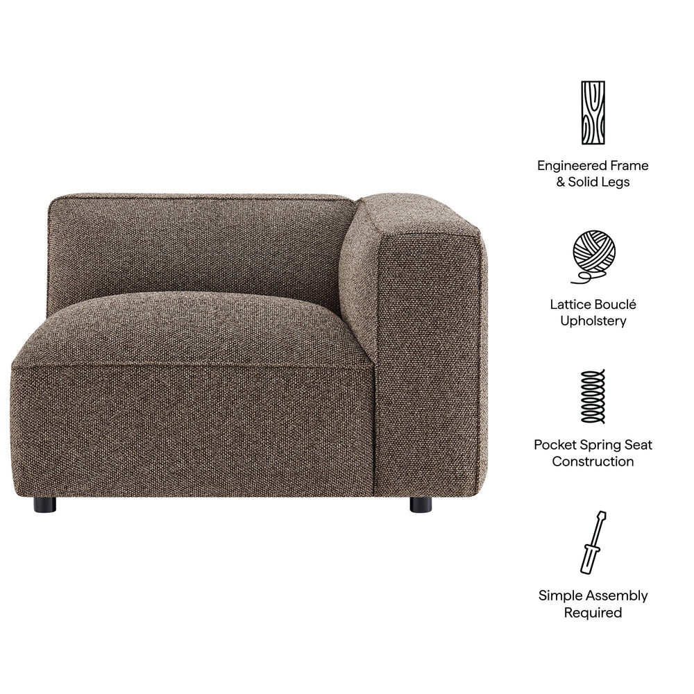 Modway Furniture Auren Modway Bouclé Modular Arm Chair Pocket Spring Comfort for Living Rooms Brown EEI-7674-ETH