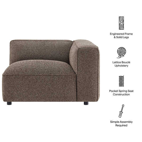 Modway Furniture Auren Modway Bouclé Modular Arm Chair Pocket Spring Comfort for Living Rooms Brown EEI-7674-ETH