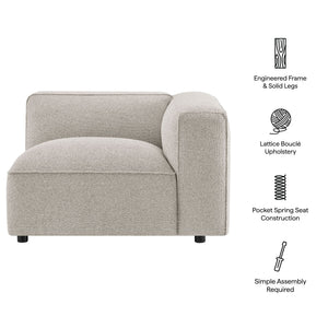 Modway Furniture Auren Modway Bouclé Modular Arm Chair Pocket Spring Comfort for Living Rooms Gray EEI-7674-FOG