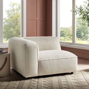 Modway Furniture Auren Bouclé Modular Lounge Chair with Pocket Springs for Contemporary Living Rooms White EEI-7675-CRE