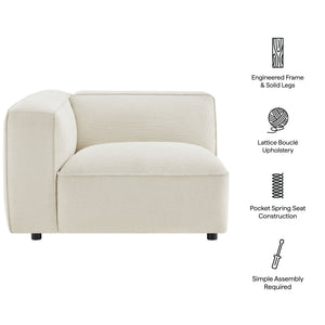 Modway Furniture Auren Bouclé Modular Lounge Chair with Pocket Springs for Contemporary Living Rooms White EEI-7675-CRE