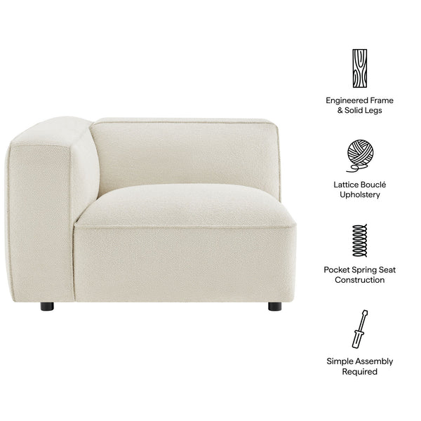 Modway Furniture Auren Bouclé Modular Lounge Chair with Pocket Springs for Contemporary Living Rooms White EEI-7675-CRE