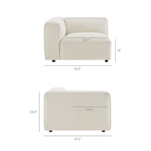 Modway Furniture Auren Bouclé Modular Lounge Chair with Pocket Springs for Contemporary Living Rooms White EEI-7675-CRE