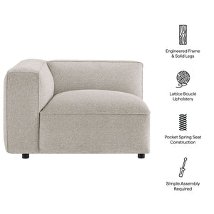 Modway Furniture Auren Bouclé Modular Lounge Chair with Pocket Springs for Contemporary Living Rooms Gray EEI-7675-FOG