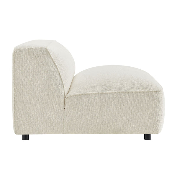 Modway Furniture Auren Bouclé Lounge Chair Armless Modular Pocket Spring Seat for Living Rooms White EEI-7676-CRE