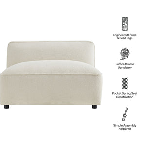 Modway Furniture Auren Bouclé Lounge Chair Armless Modular Pocket Spring Seat for Living Rooms White EEI-7676-CRE