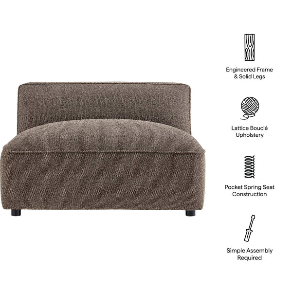 Modway Furniture Auren Bouclé Lounge Chair Armless Modular Pocket Spring Seat for Living Rooms Brown EEI-7676-ETH