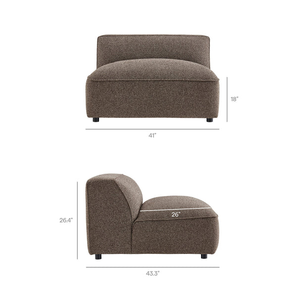 Modway Furniture Auren Bouclé Lounge Chair Armless Modular Pocket Spring Seat for Living Rooms Brown EEI-7676-ETH
