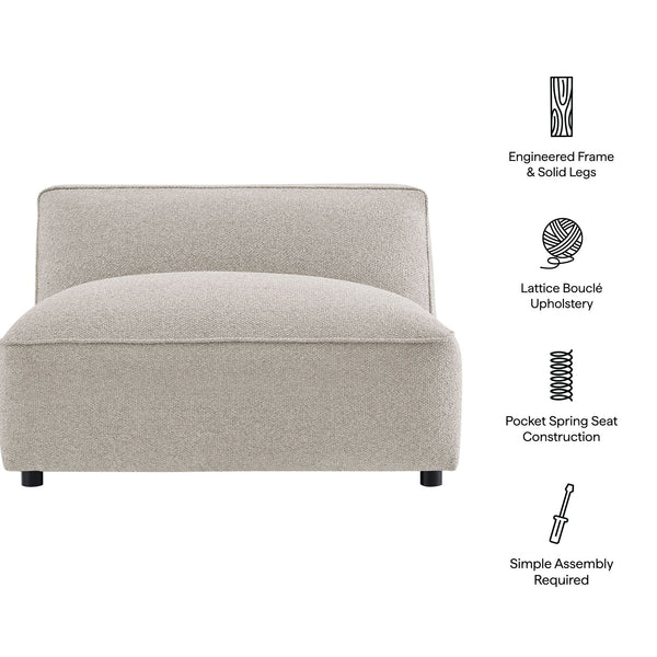 Modway Furniture Auren Bouclé Lounge Chair Armless Modular Pocket Spring Seat for Living Rooms Gray EEI-7676-FOG