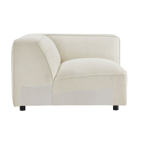 Modway Furniture Auren Bouclé Modular Sectional Five Piece Low Profile Lounge Sofa for Living Rooms White EEI-7725-CRE