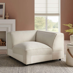 Modway Furniture Auren Modway Bouclé Corner Module Pocket Spring Sectional Chair for Living Rooms White EEI-7677-CRE