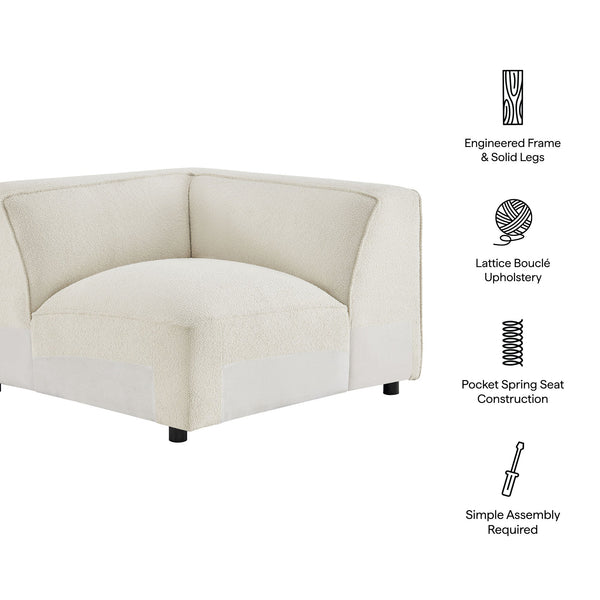 Modway Furniture Auren Modway Bouclé Corner Module Pocket Spring Sectional Chair for Living Rooms White EEI-7677-CRE