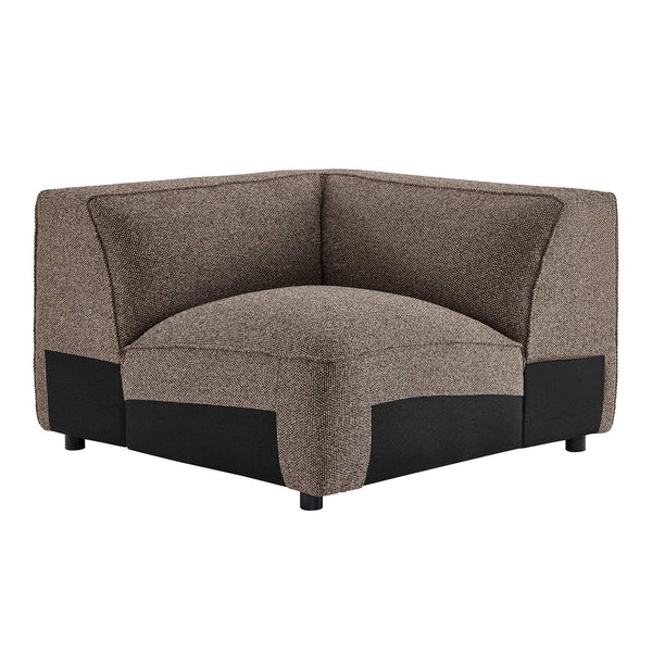 Modway Furniture Auren Bouclé Modular Sectional Five Piece Low Profile Lounge Sofa for Living Rooms Brown EEI-7725-ETH