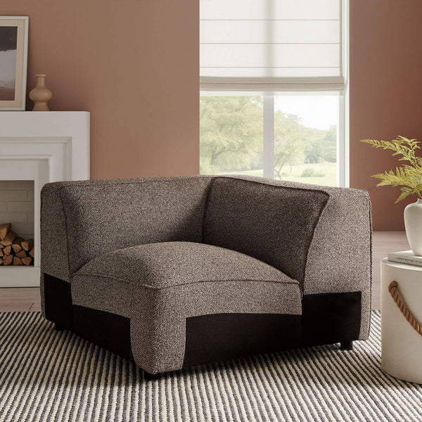 Modway Furniture Auren Modway Bouclé Corner Module Pocket Spring Sectional Chair for Living Rooms Brown EEI-7677-ETH