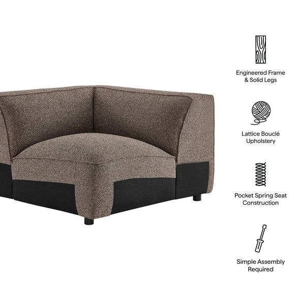 Modway Furniture Auren Modway Bouclé Corner Module Pocket Spring Sectional Chair for Living Rooms Brown EEI-7677-ETH