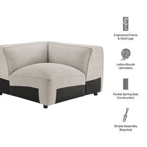 Modway Furniture Auren Modway Bouclé Corner Module Pocket Spring Sectional Chair for Living Rooms Gray EEI-7677-FOG