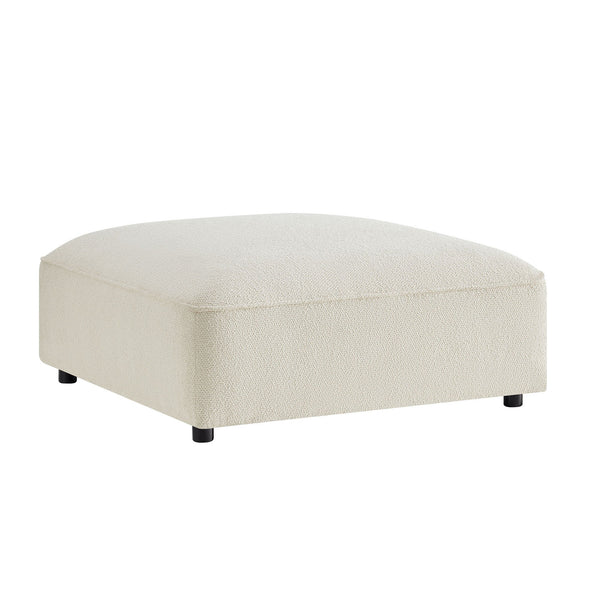 Modway Furniture Auren Bouclé Square Ottoman with Lattice Fabric Modular Living Room Footrest Seating White EEI-7678-CRE
