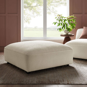 Modway Furniture Auren Bouclé Square Ottoman with Lattice Fabric Modular Living Room Footrest Seating White EEI-7678-CRE