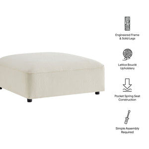 Modway Furniture Auren Bouclé Square Ottoman with Lattice Fabric Modular Living Room Footrest Seating White EEI-7678-CRE