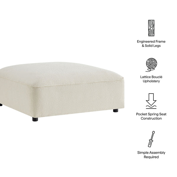 Modway Furniture Auren Bouclé Square Ottoman with Lattice Fabric Modular Living Room Footrest Seating White EEI-7678-CRE