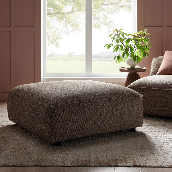 Modway Furniture Auren Bouclé Square Ottoman with Lattice Fabric Modular Living Room Footrest Seating Brown EEI-7678-ETH