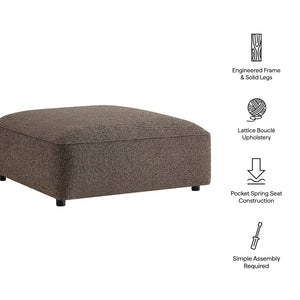 Modway Furniture Auren Bouclé Square Ottoman with Lattice Fabric Modular Living Room Footrest Seating Brown EEI-7678-ETH