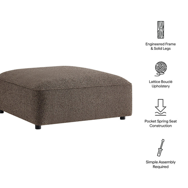 Modway Furniture Auren Bouclé Square Ottoman with Lattice Fabric Modular Living Room Footrest Seating Brown EEI-7678-ETH