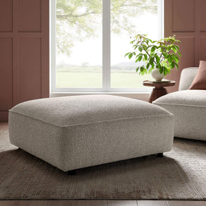 Modway Furniture Auren Bouclé Square Ottoman with Lattice Fabric Modular Living Room Footrest Seating Gray EEI-7678-FOG