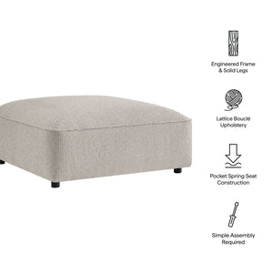 Modway Furniture Auren Bouclé Square Ottoman with Lattice Fabric Modular Living Room Footrest Seating Gray EEI-7678-FOG